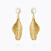 Caroline Svedbom Mini Golden Leaf Earrings/Pearl- Örhängen