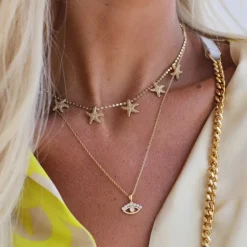 Caroline Svedbom Petite Greek Eye Necklace/Crystal- Halsband